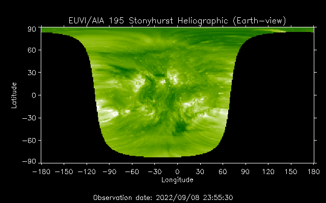 EUVI 195 heliographic map