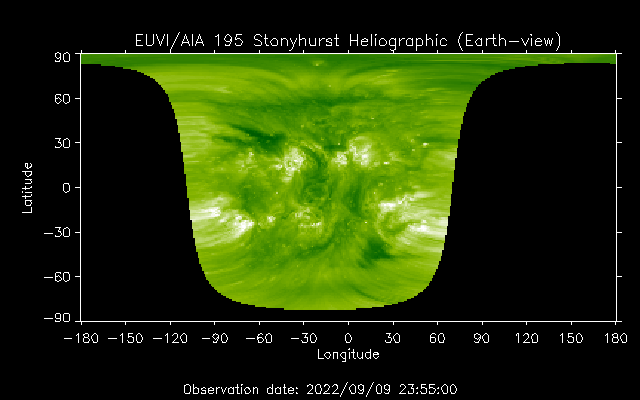 EUVI 195 heliographic map