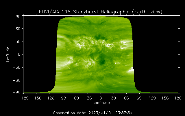 EUVI 195 heliographic map