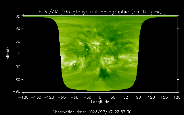 EUVI 195 heliographic map