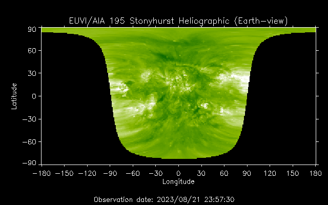 EUVI 195 heliographic map