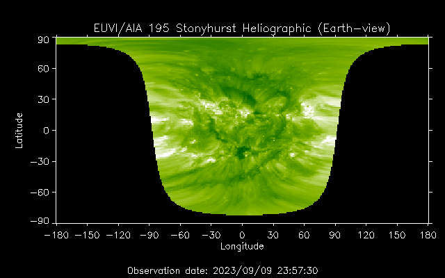 EUVI 195 heliographic map