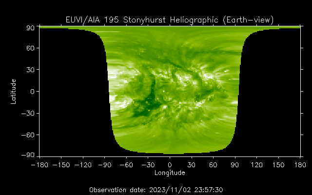EUVI 195 heliographic map