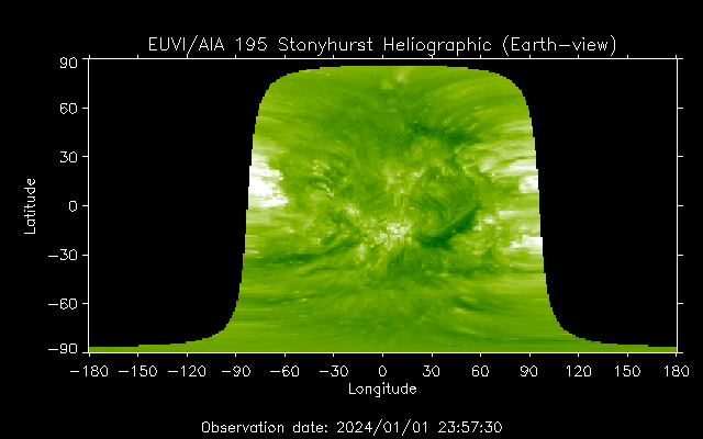 EUVI 195 heliographic map