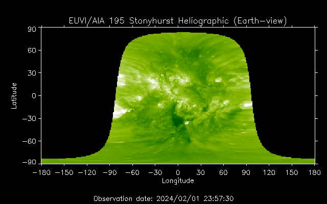 EUVI 195 heliographic map