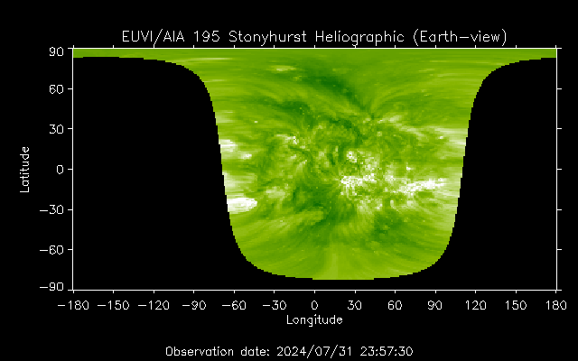 EUVI 195 heliographic map