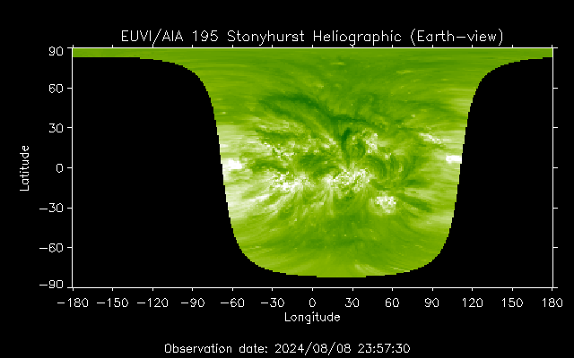 EUVI 195 heliographic map