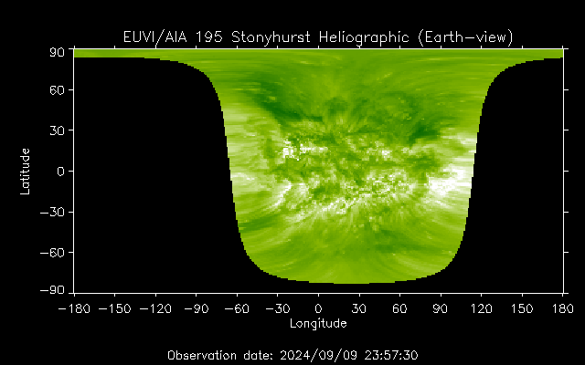 EUVI 195 heliographic map