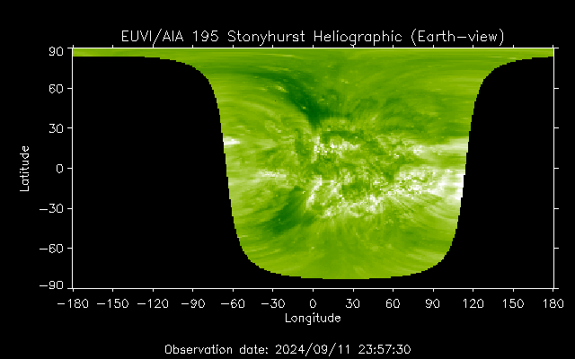 EUVI 195 heliographic map