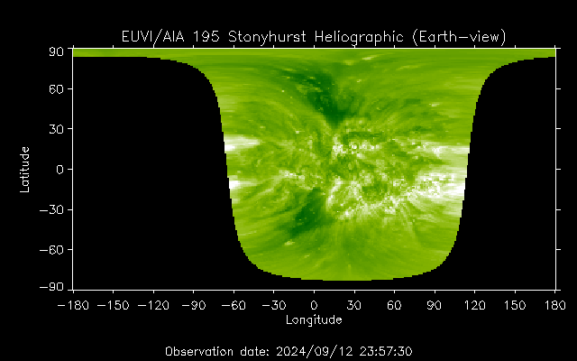 EUVI 195 heliographic map