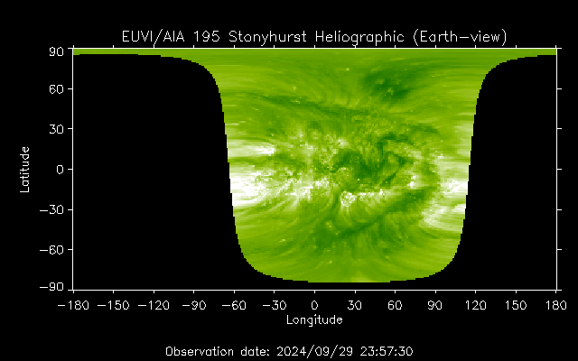 EUVI 195 heliographic map