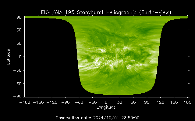 EUVI 195 heliographic map