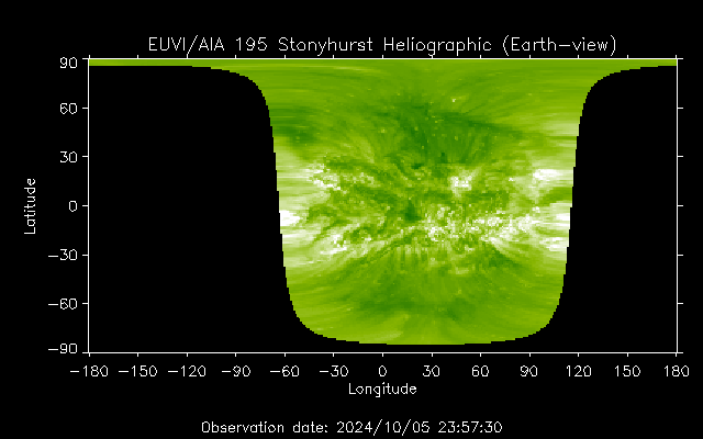 EUVI 195 heliographic map