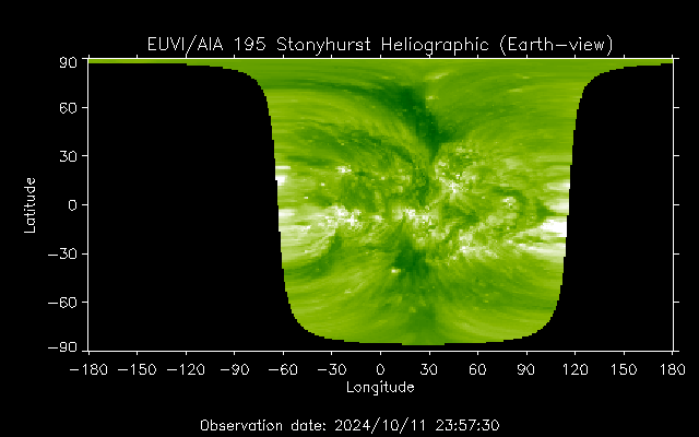 EUVI 195 heliographic map