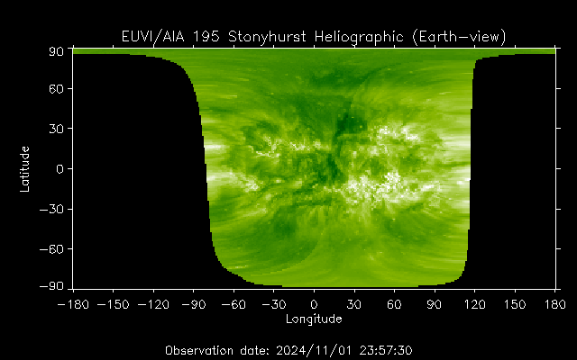 EUVI 195 heliographic map