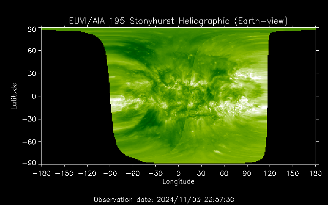 EUVI 195 heliographic map