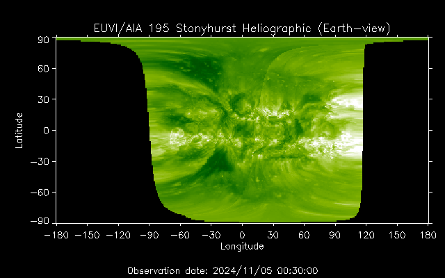 EUVI 195 heliographic map