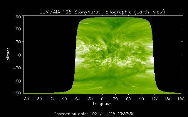 EUVI 195 heliographic map