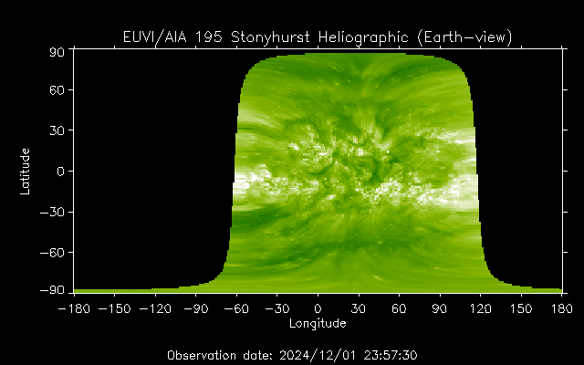 EUVI 195 heliographic map