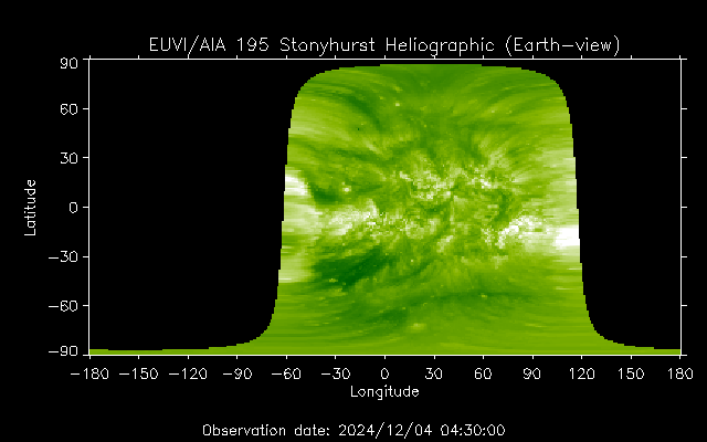 EUVI 195 heliographic map