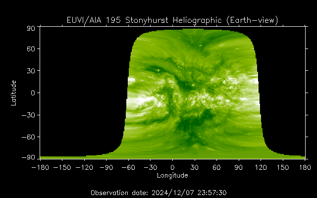 EUVI 195 heliographic map