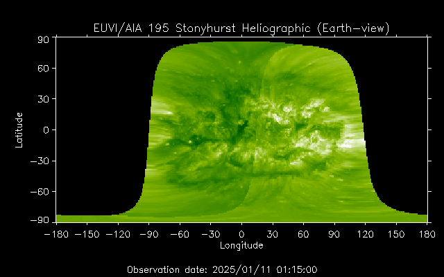 EUVI 195 heliographic map