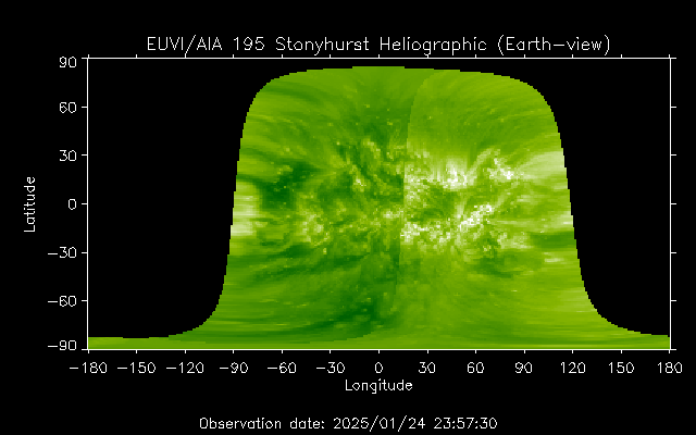 EUVI 195 heliographic map
