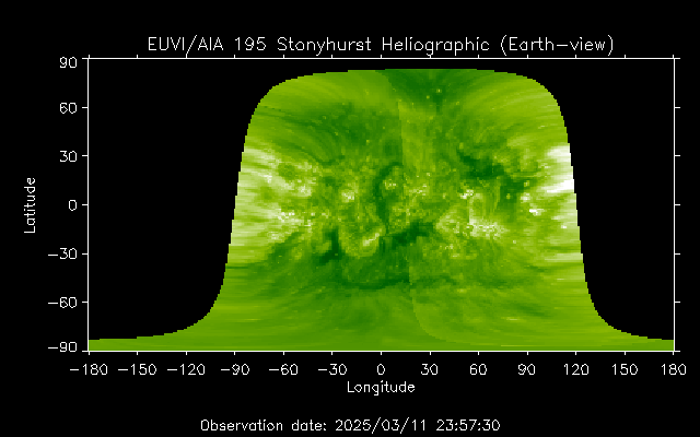 EUVI 195 heliographic map