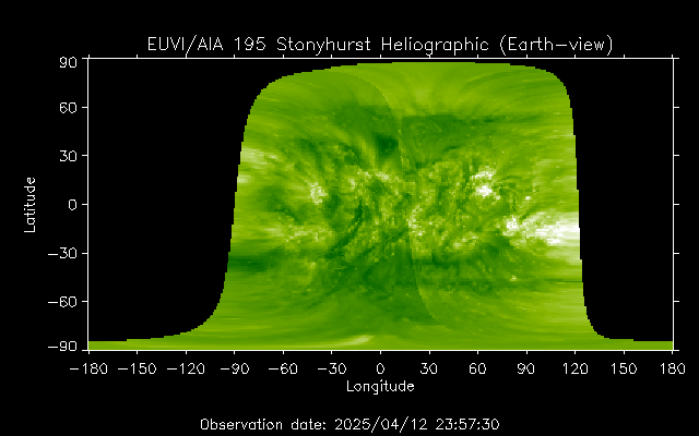 EUVI 195 heliographic map