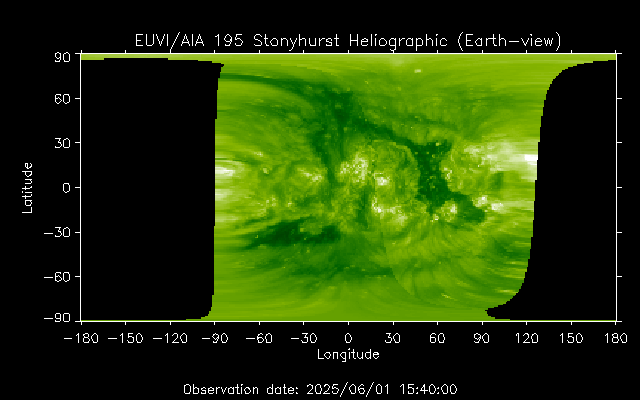 EUVI 195 heliographic map