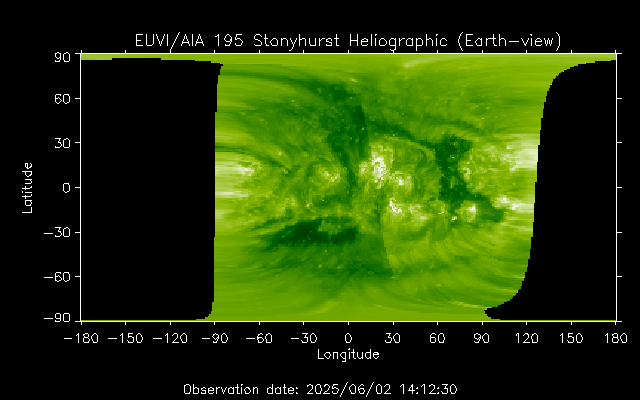 EUVI 195 heliographic map