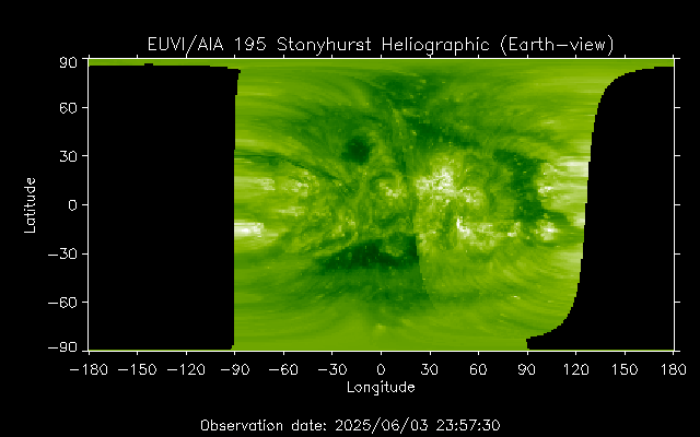 EUVI 195 heliographic map