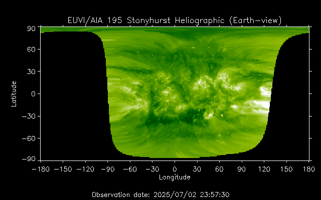 EUVI 195 heliographic map