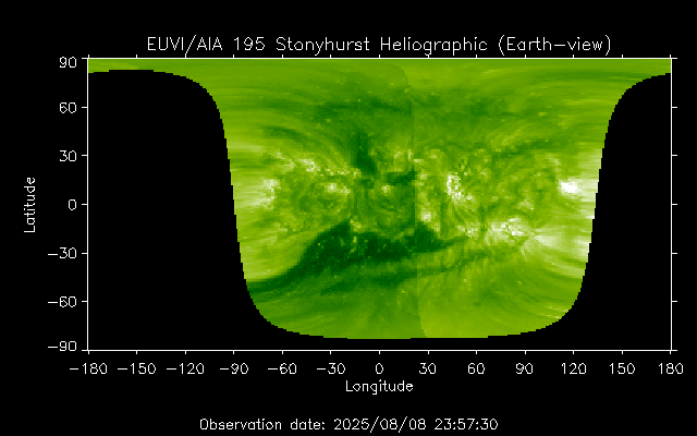 EUVI 195 heliographic map