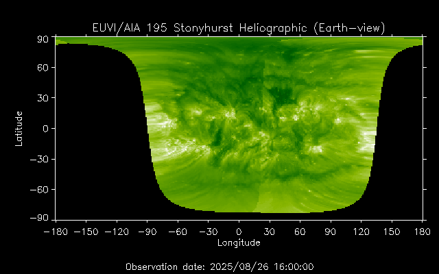 EUVI 195 heliographic map