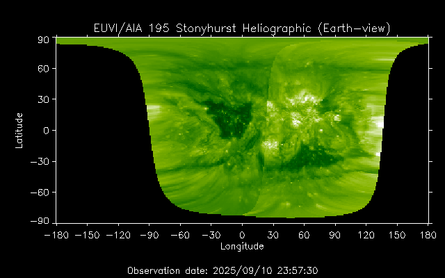 EUVI 195 heliographic map