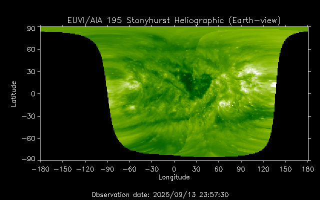 EUVI 195 heliographic map