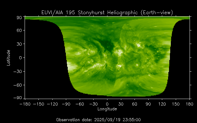 EUVI 195 heliographic map