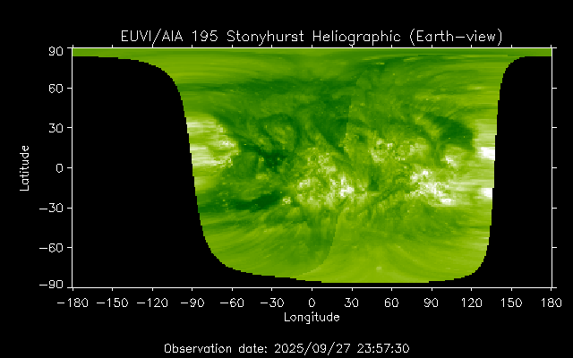 EUVI 195 heliographic map