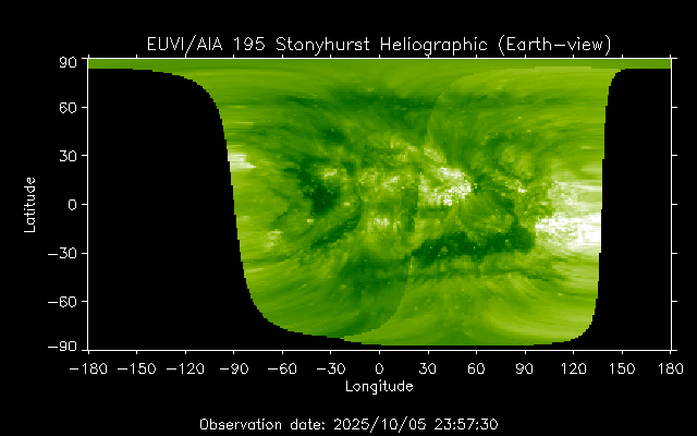 EUVI 195 heliographic map