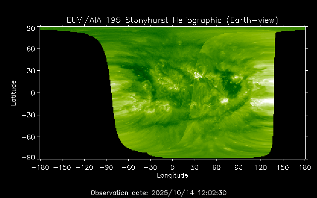 EUVI 195 heliographic map