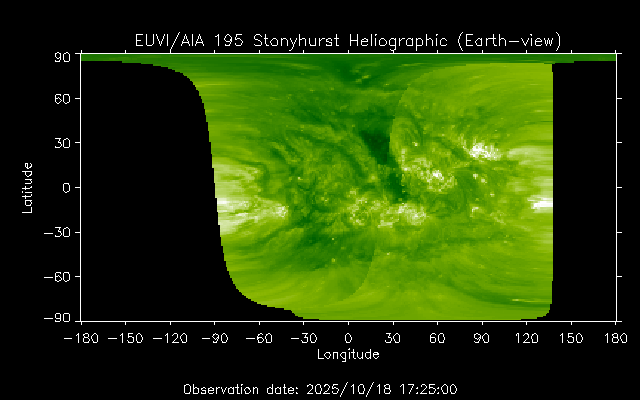 EUVI 195 heliographic map
