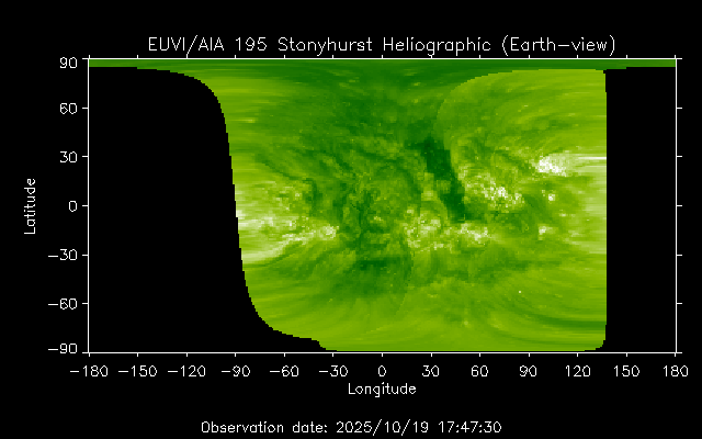 EUVI 195 heliographic map