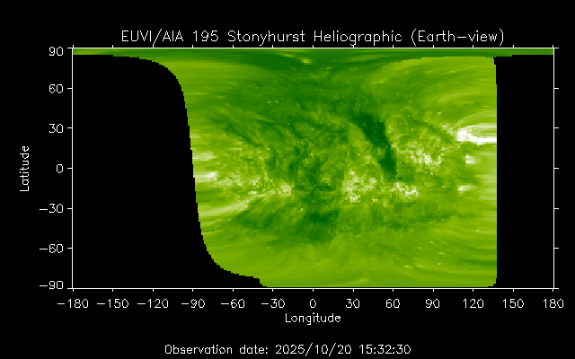EUVI 195 heliographic map