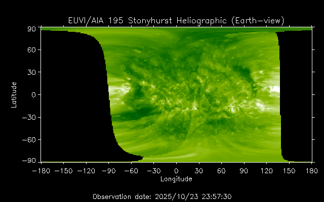 EUVI 195 heliographic map