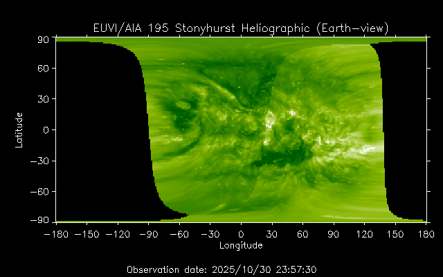 EUVI 195 heliographic map