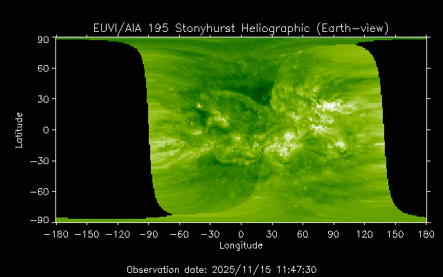 EUVI 195 heliographic map
