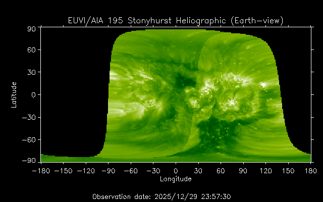 EUVI 195 heliographic map