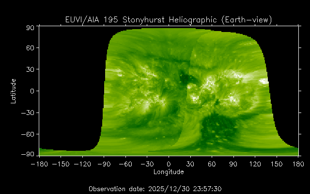 EUVI 195 heliographic map