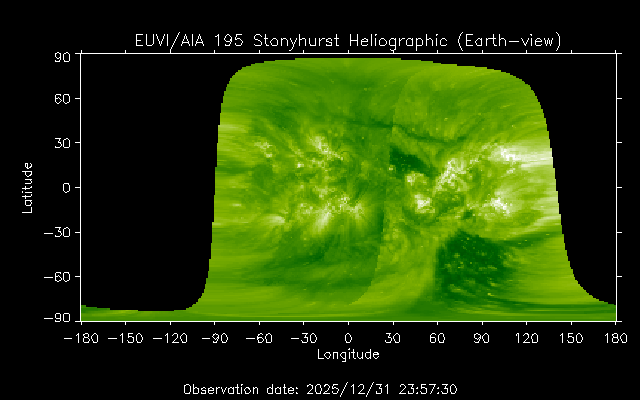 EUVI 195 heliographic map